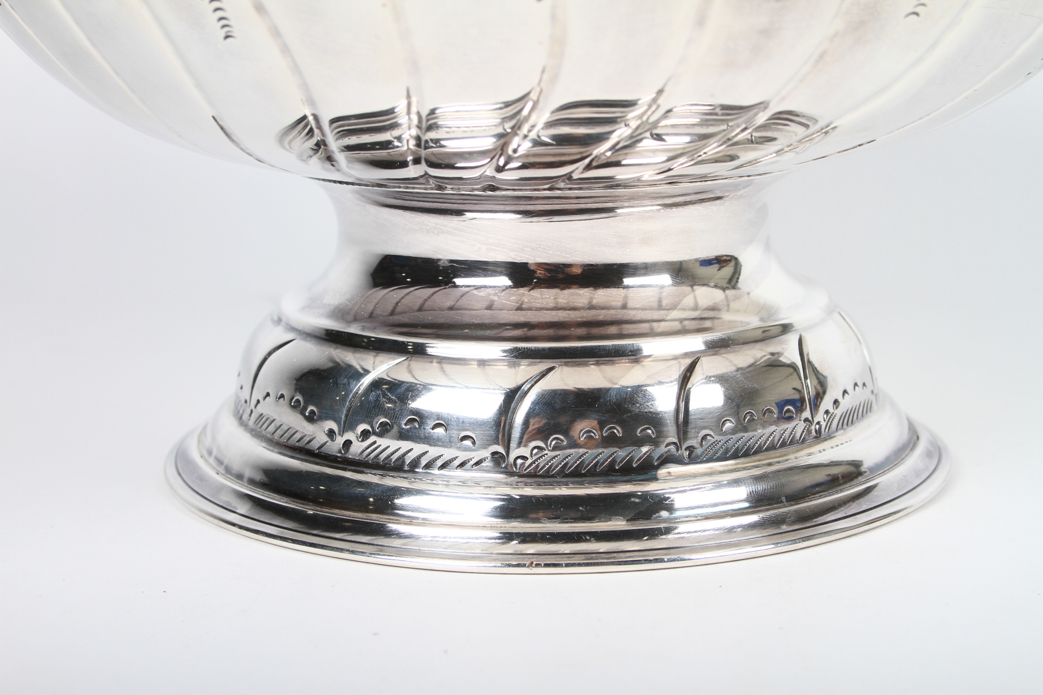 Hand Chased Silver Plate Sheffield Punch Bowl