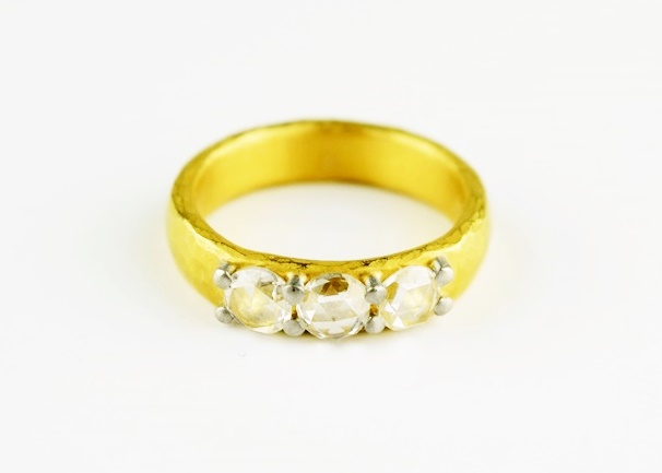 Handcrafted 22K Yellow Gold and Diamond Band by Malcolm Betts