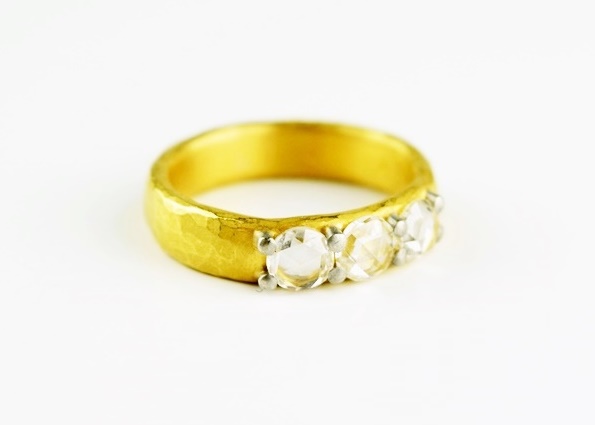 Handcrafted 22K Yellow Gold and Diamond Band by Malcolm Betts