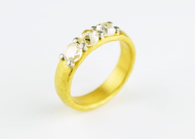 Handcrafted 22K Yellow Gold and Diamond Band by Malcolm Betts
