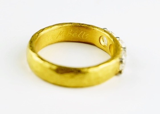Handcrafted 22K Yellow Gold and Diamond Band by Malcolm Betts