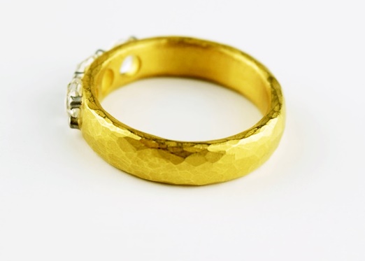 Handcrafted 22K Yellow Gold and Diamond Band by Malcolm Betts