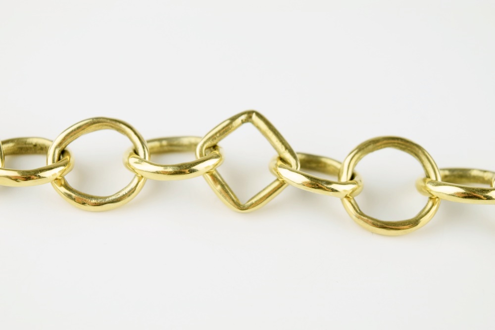 18K Yellow Gold Link Necklace with Toggle by Anne Pratt