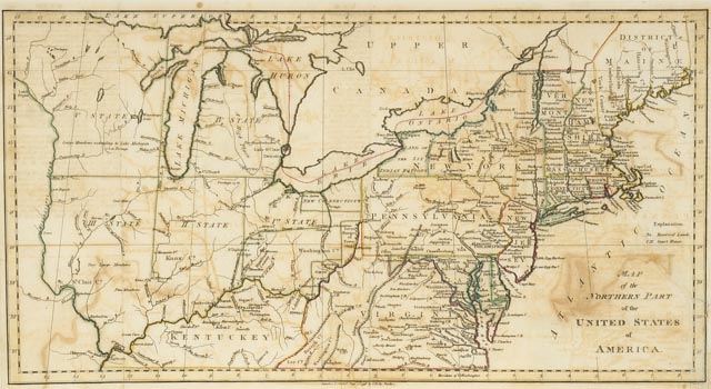 Original 1798 Map of the Northern United States