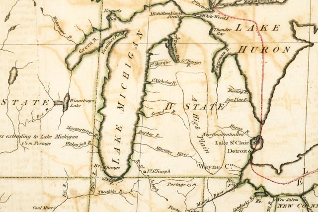 Original 1798 Map of the Northern United States