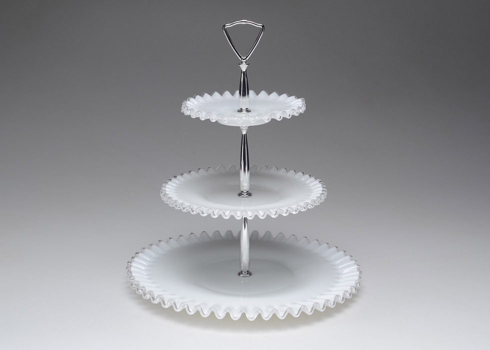 Vintage Fenton Glass Three-Tiered Serving Tray