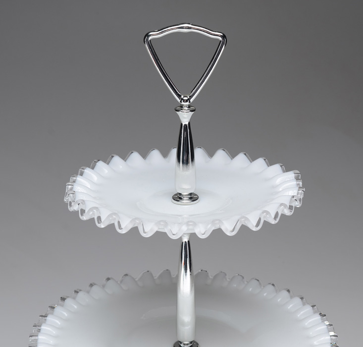 Vintage Fenton Glass Three-Tiered Serving Tray