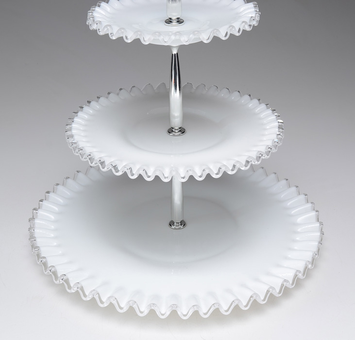 Vintage Fenton Glass Three-Tiered Serving Tray