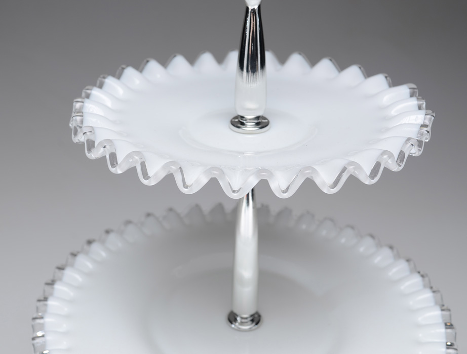 Vintage Fenton Glass Three-Tiered Serving Tray