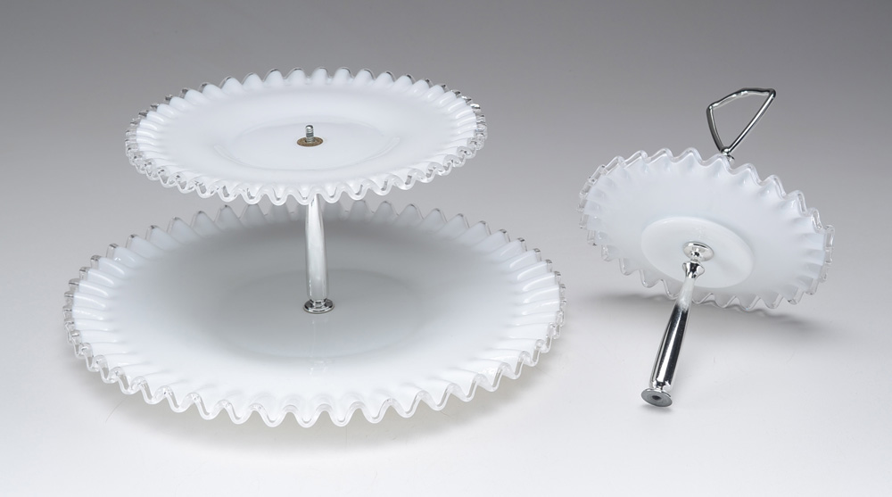 Vintage Fenton Glass Three-Tiered Serving Tray