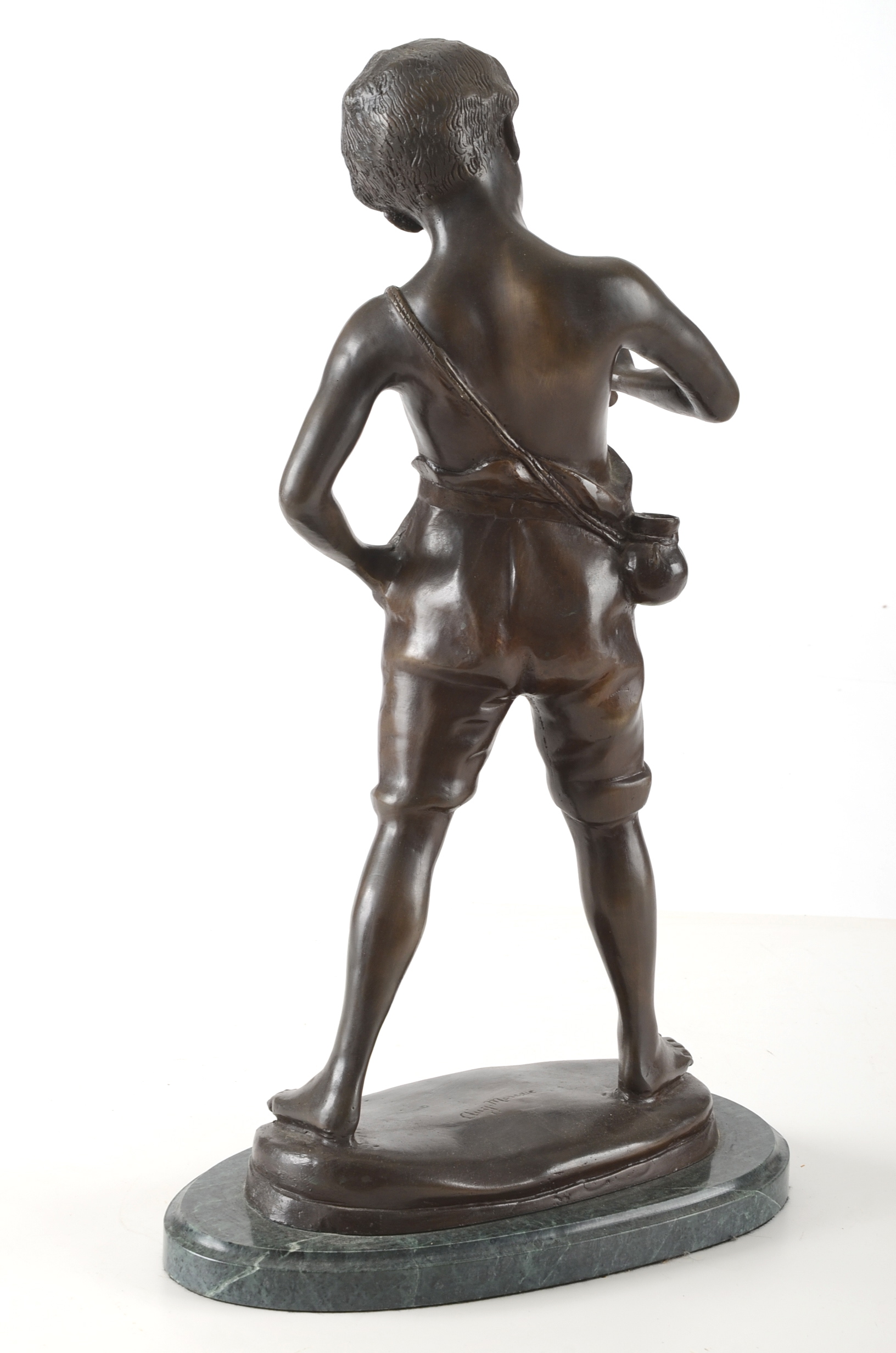 Auguste Moreau "Boy with Flute" Recast Bronze Sculpture