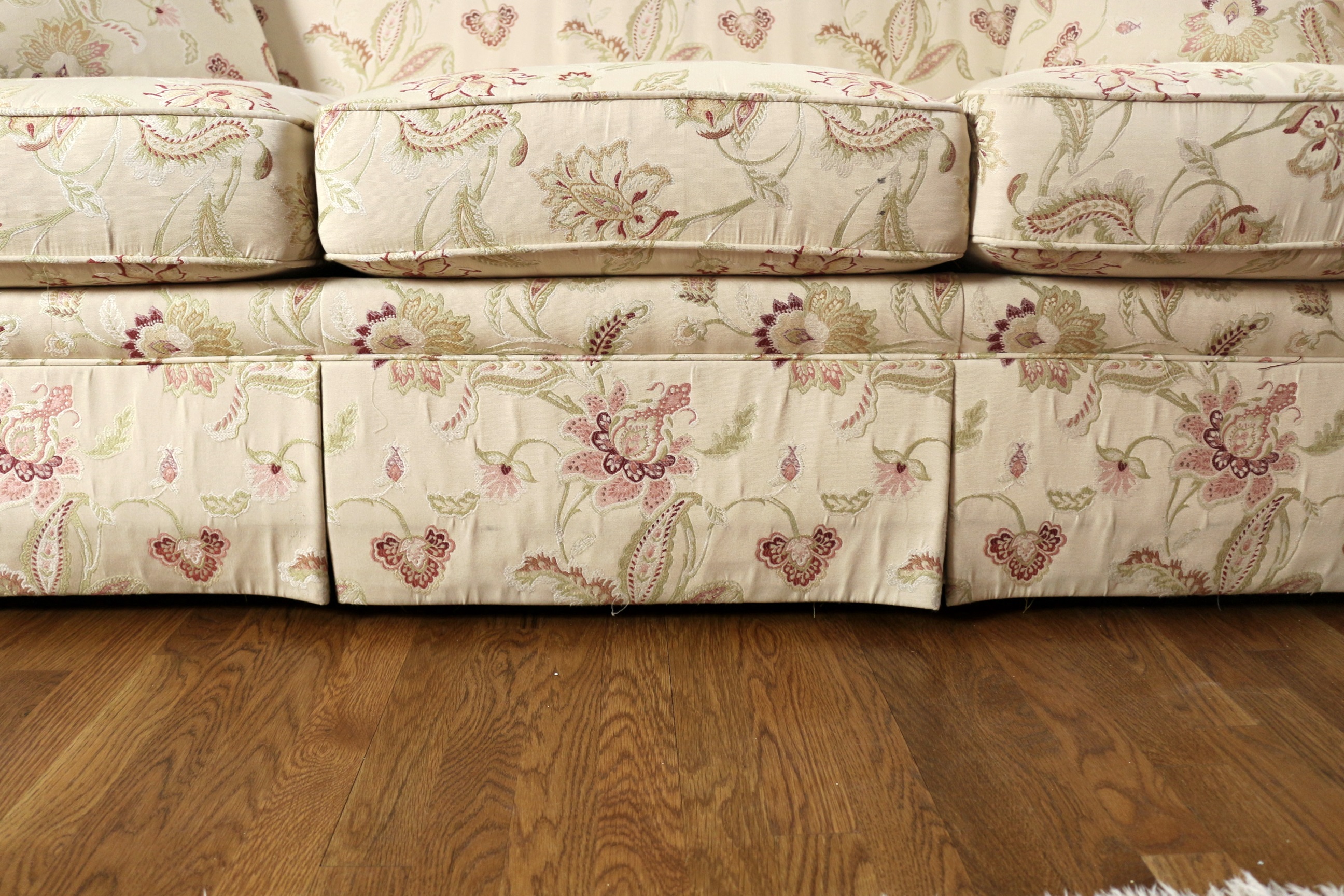 Elegant Ivory and Floral Sofa by Sherrill Furniture
