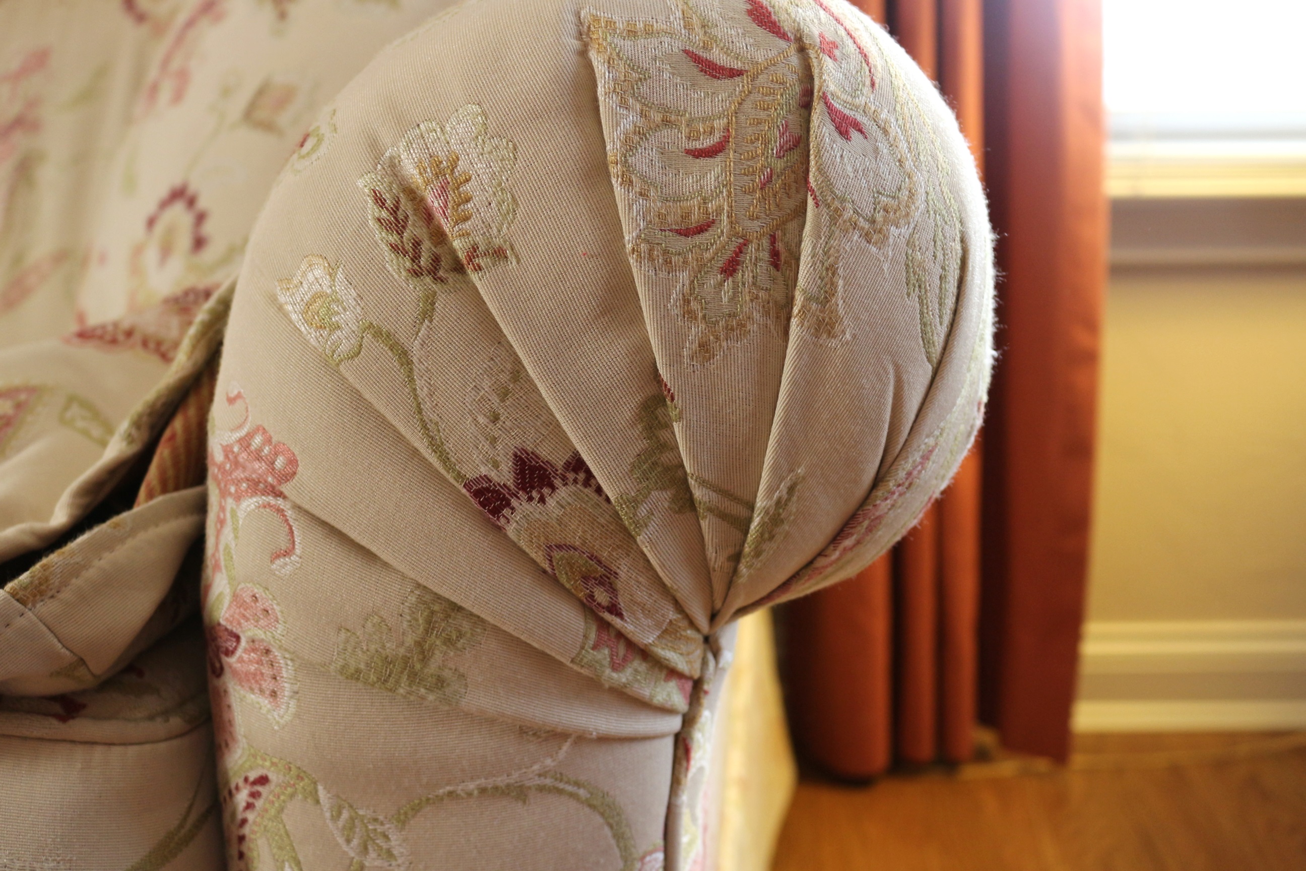 Elegant Ivory and Floral Sofa by Sherrill Furniture