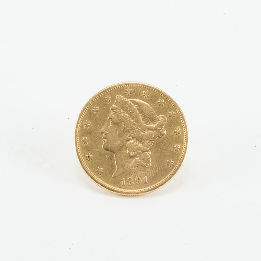 1891 Liberty Head Twenty Dollar Gold Coin