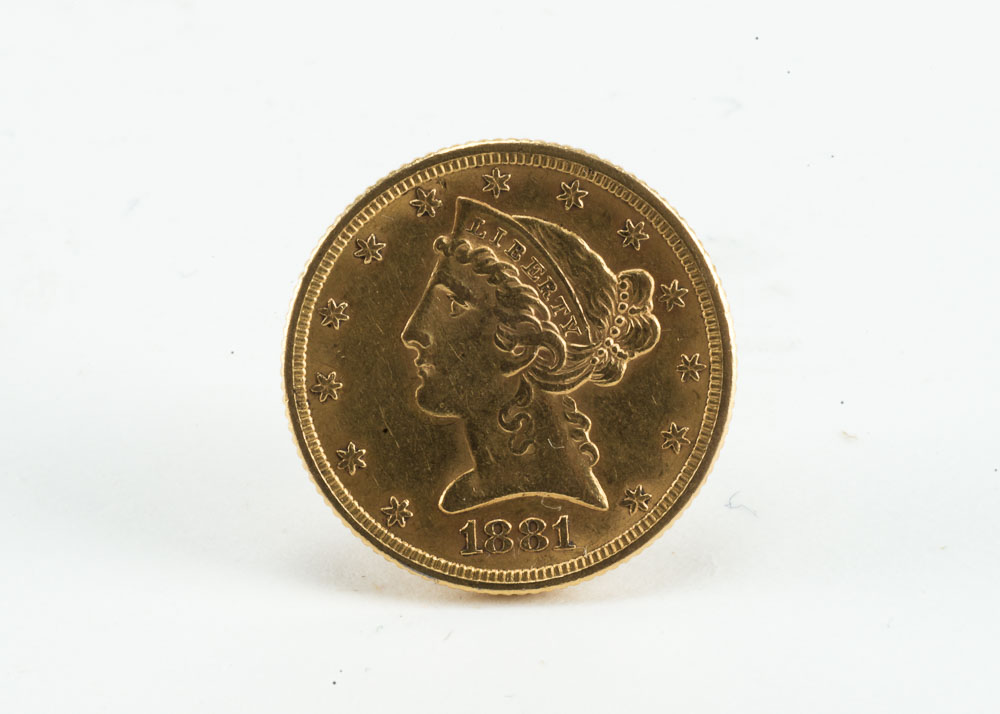 1881 Liberty Five Dollar Gold Coin