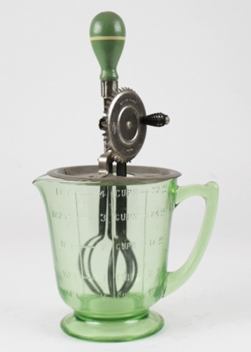 Vintage A&J Hand Mixer in Vaseline Measuring Cup