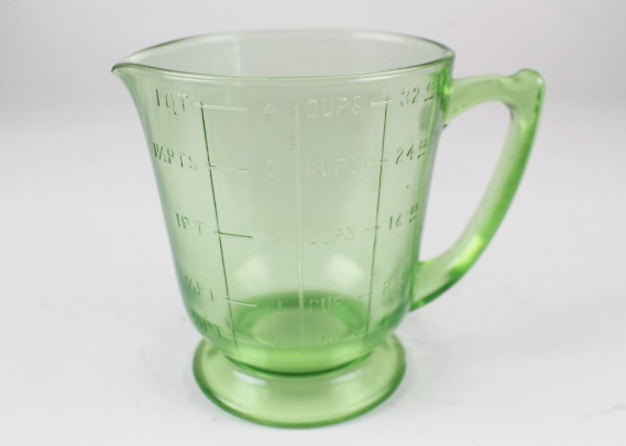 Vintage A&J Hand Mixer in Vaseline Measuring Cup
