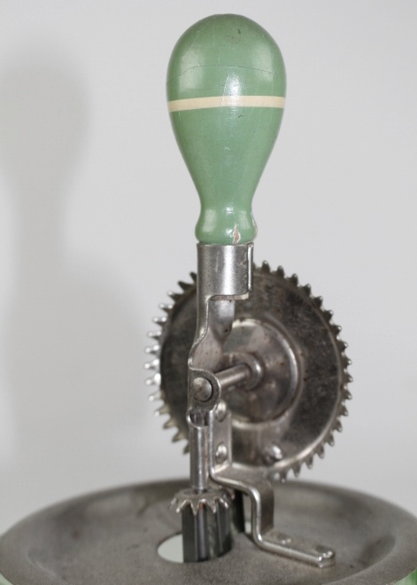 Vintage A&J Hand Mixer in Vaseline Measuring Cup