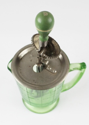 Vintage A&J Hand Mixer in Vaseline Measuring Cup