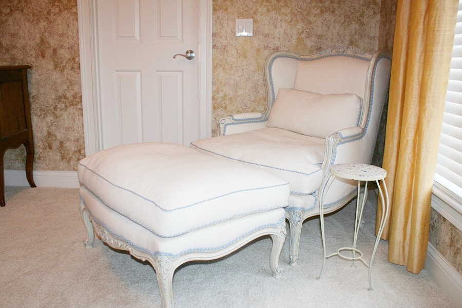 French Provincial Wingback Chair and Ottoman