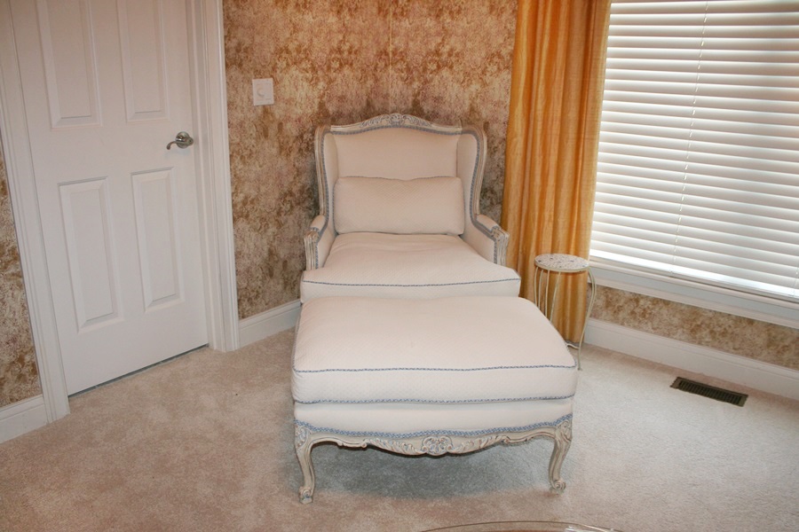 French Provincial Wingback Chair and Ottoman