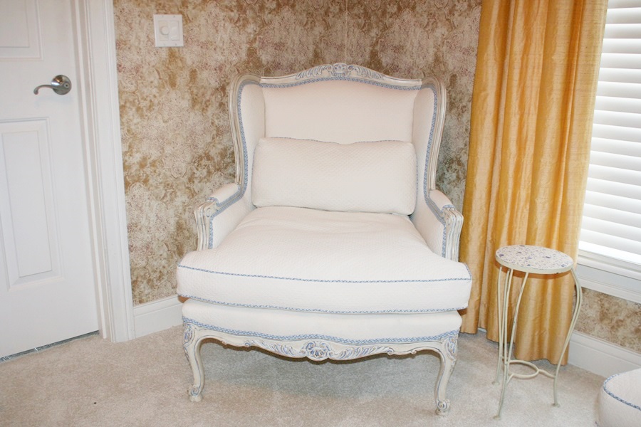 French Provincial Wingback Chair and Ottoman