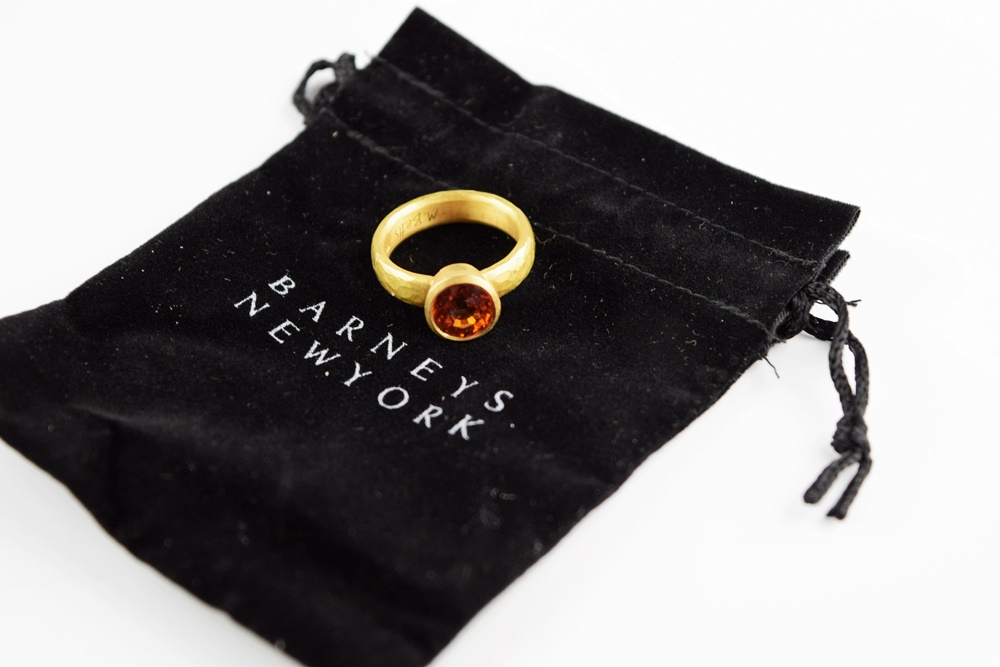 Malcolm Betts 22K Yellow Gold Ring with Stunning Mandarin Garnet