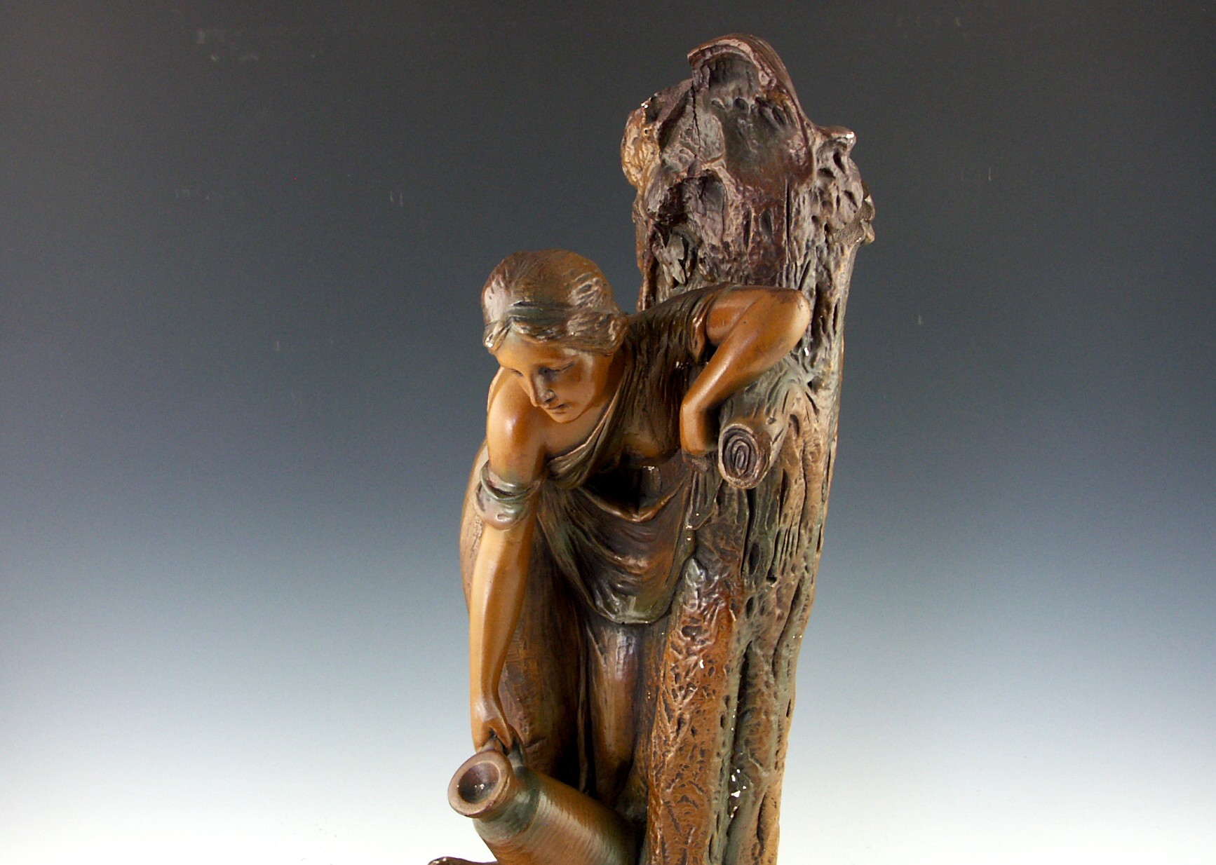 Vintage Art Noveau Chalkware Figurine of a Woman with Water Jug