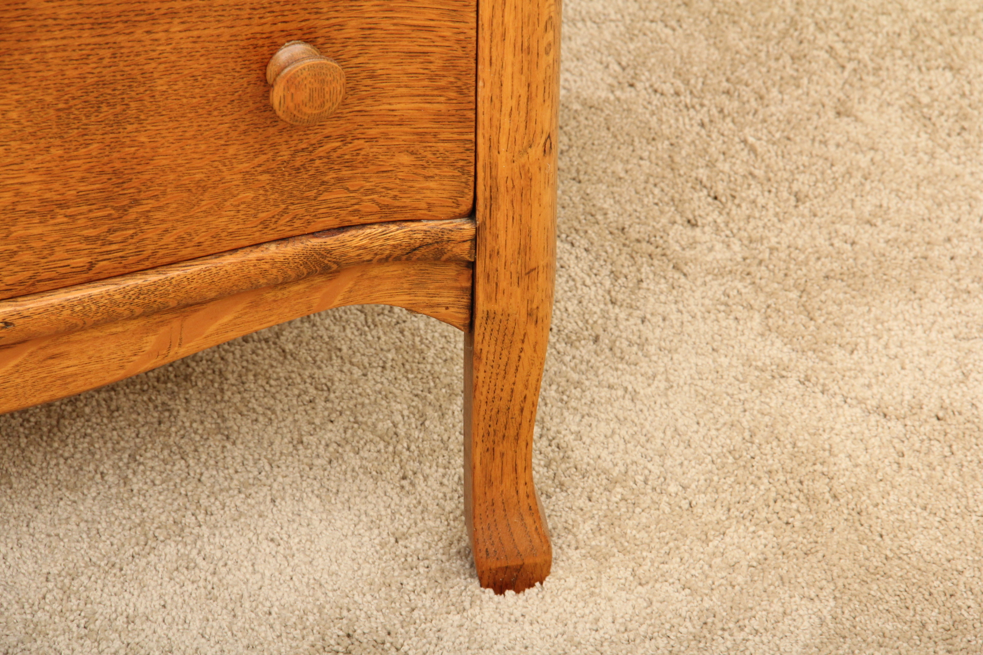 Antique Oak Highboy Dresser and Mirror