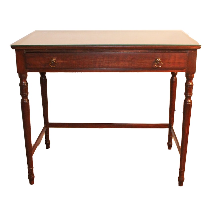 Cherry Writing Desk with Glass Top