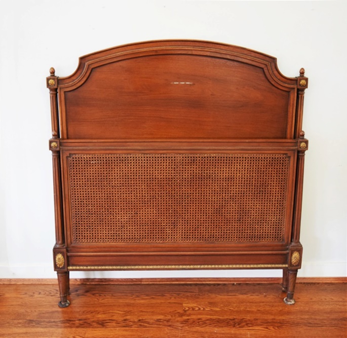 Pair of Vintage Regency Twin Beds with Caned Foot-Boards