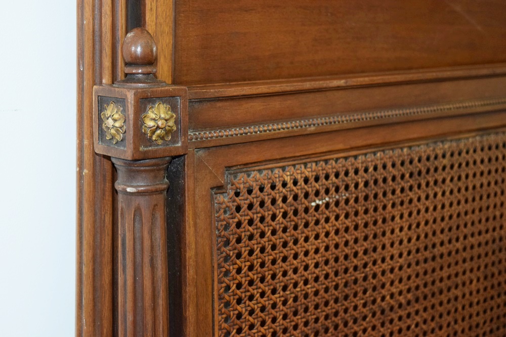 Pair of Vintage Regency Twin Beds with Caned Foot-Boards
