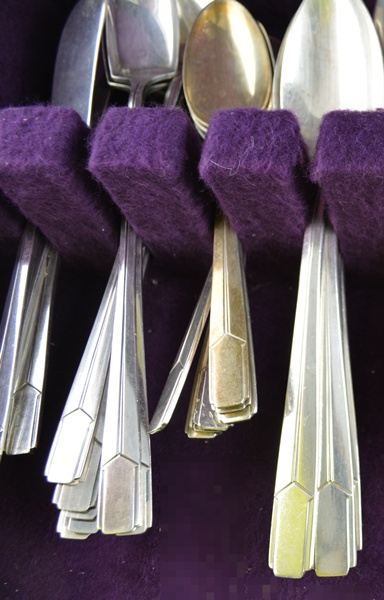 Holmes & Edwards Silver Plated "Napoleon" Flatware and Wood Box