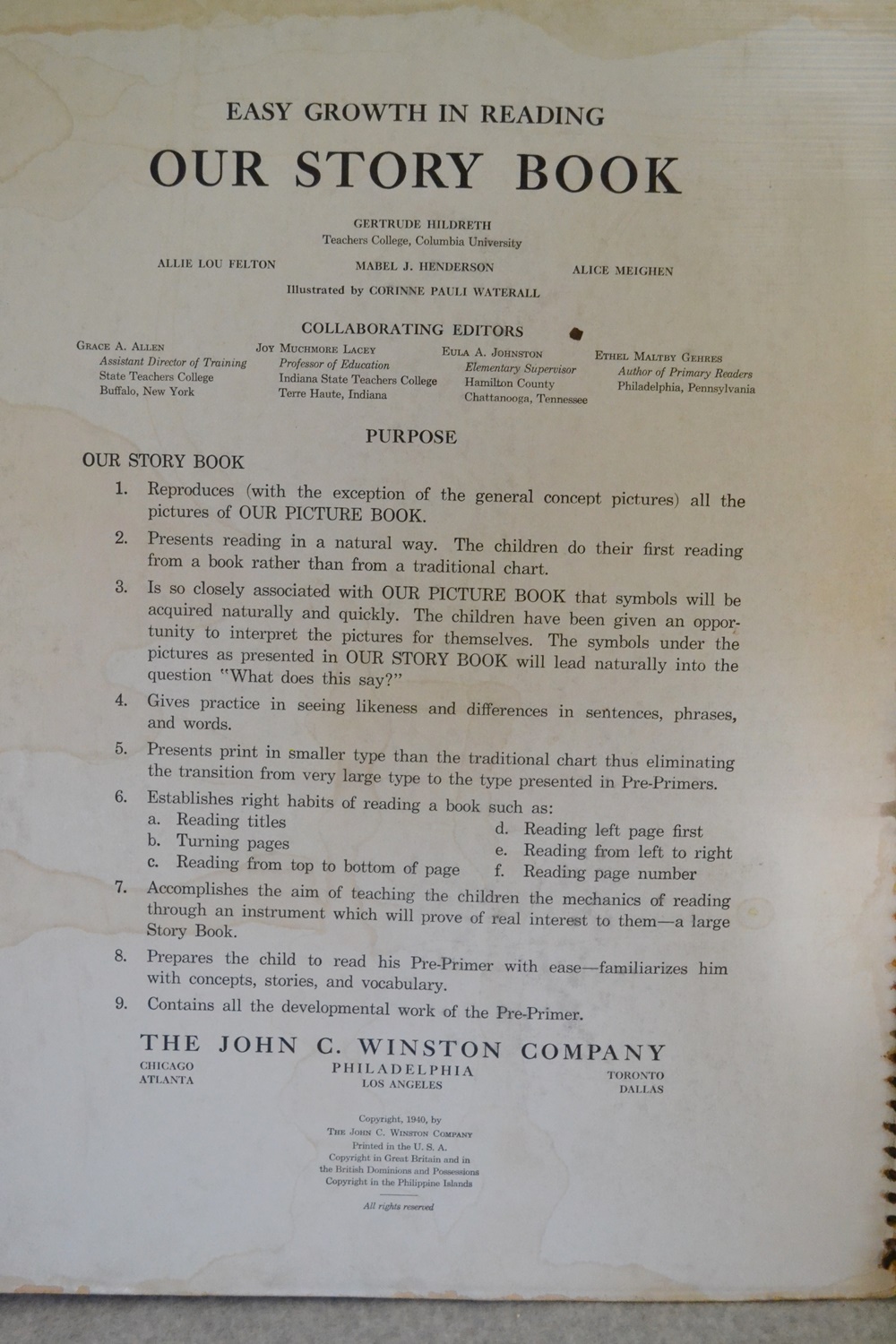 1940 "Our Storybook" Easy Growth in Reading Book