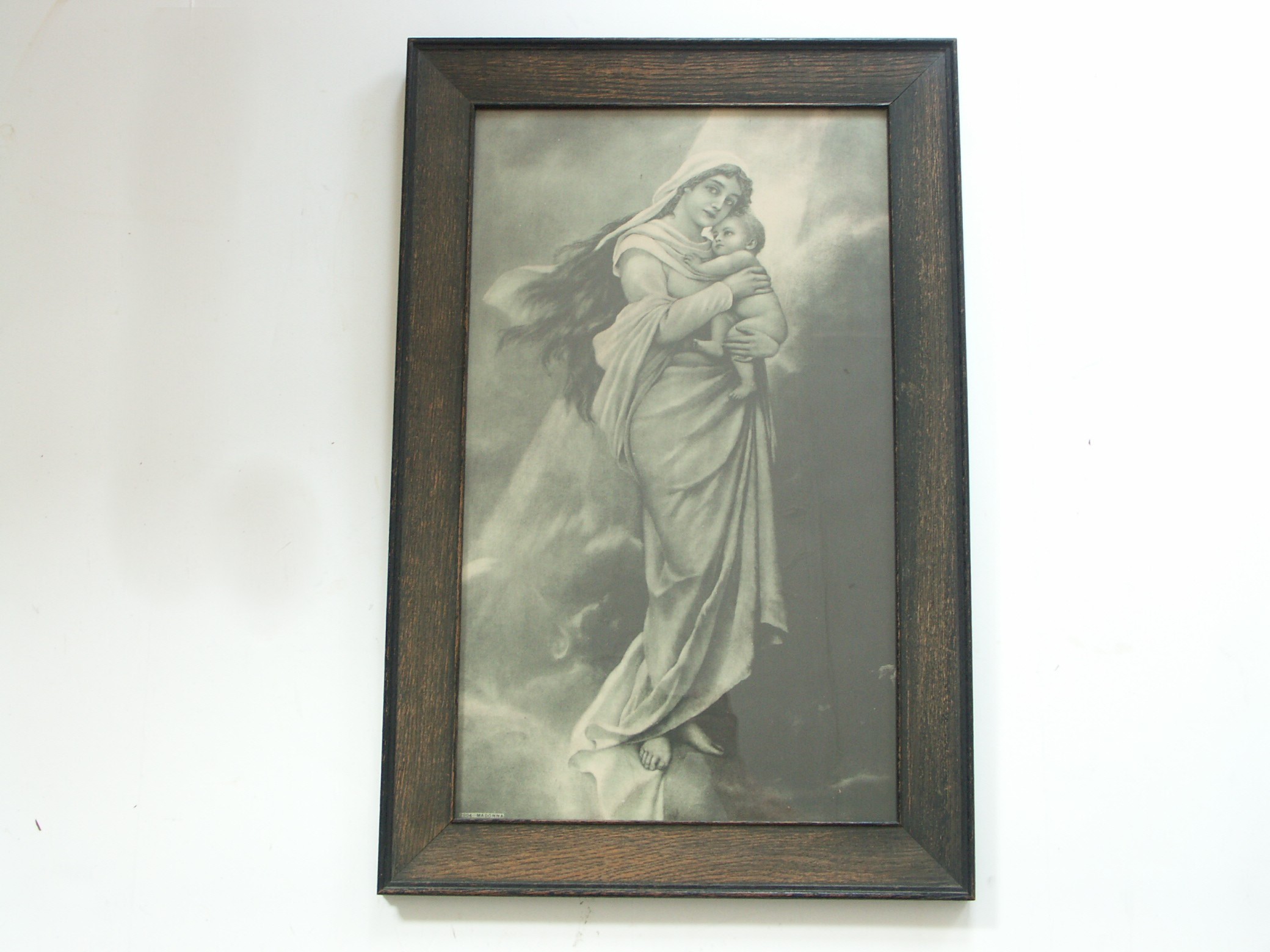 Antique Chromolithograph of Madonna and Christ Jesus