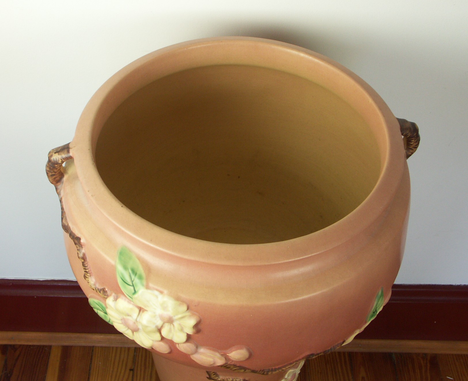 Roseville Pottery Pink "Apple Blossom" Pedestal and Jardiniere