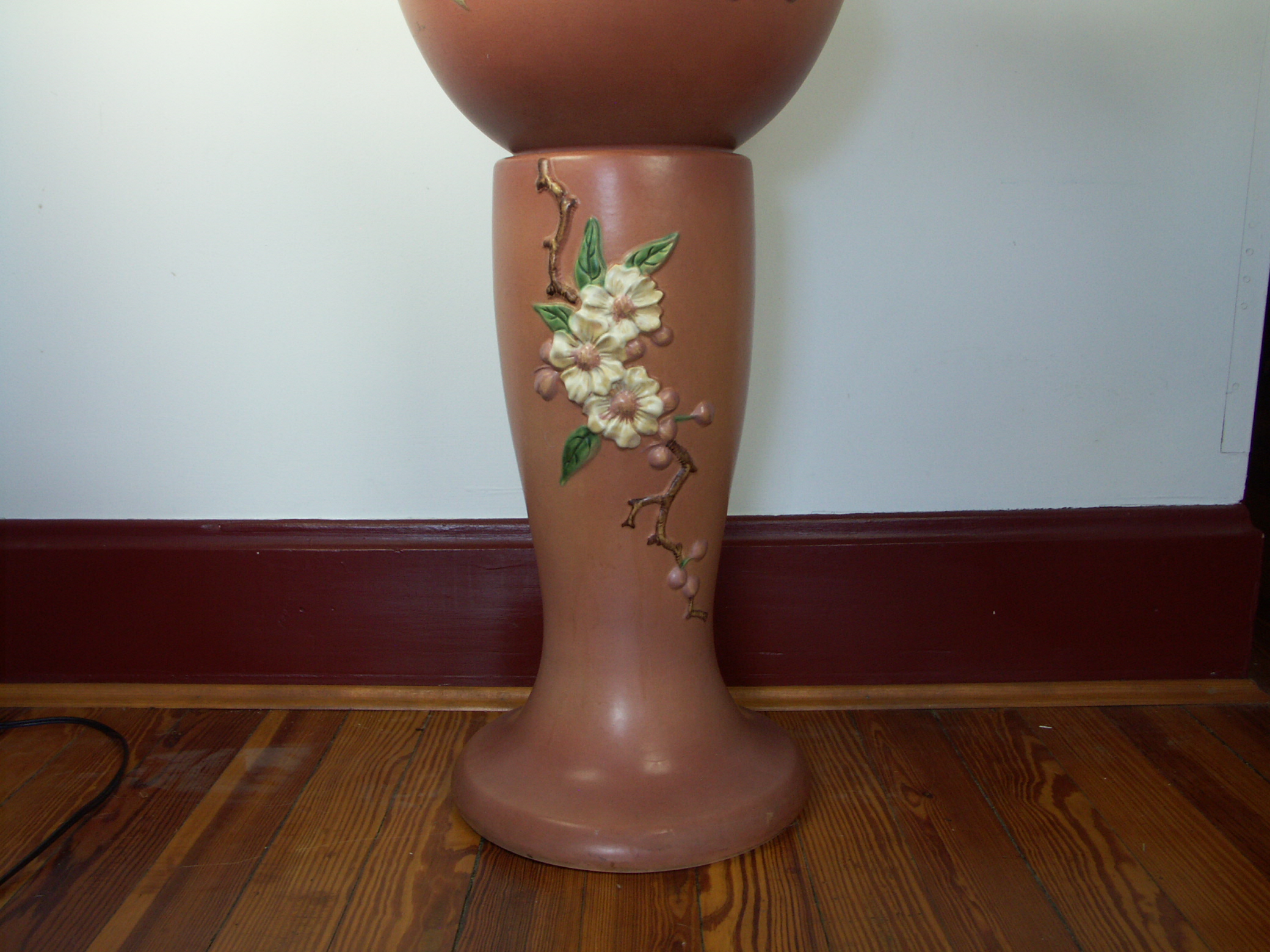 Roseville Pottery Pink "Apple Blossom" Pedestal and Jardiniere