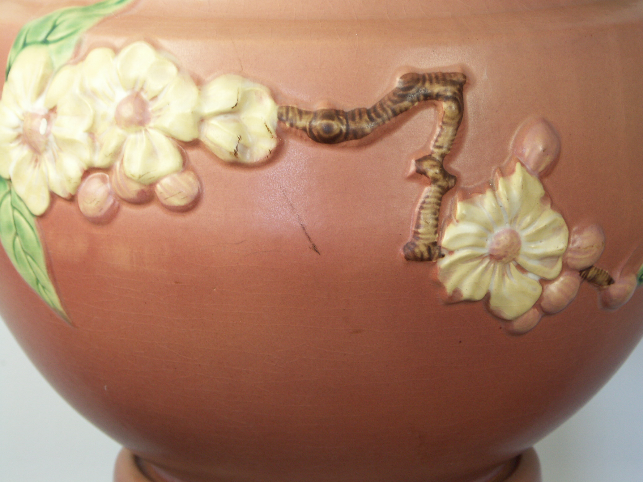 Roseville Pottery Pink "Apple Blossom" Pedestal and Jardiniere