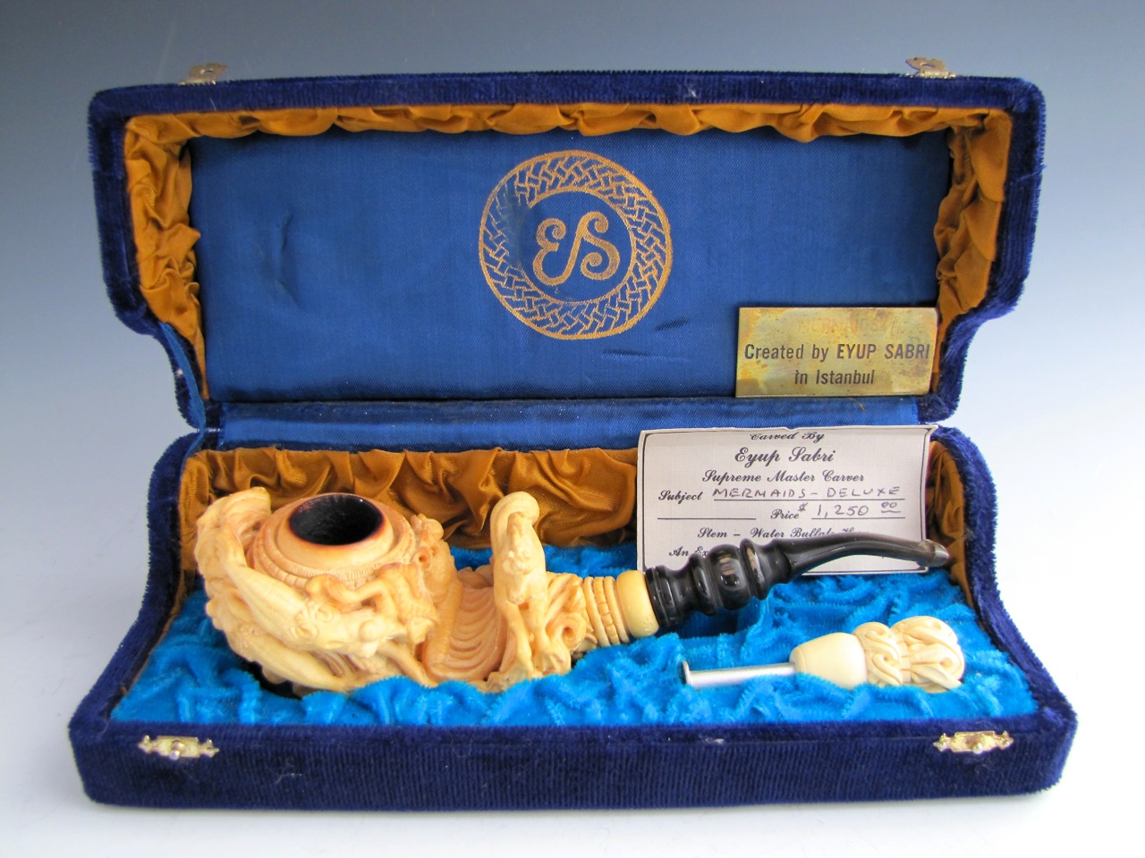 Deluxe Carved Meerschaum Eyup Sabri “Mermaids" Pipe