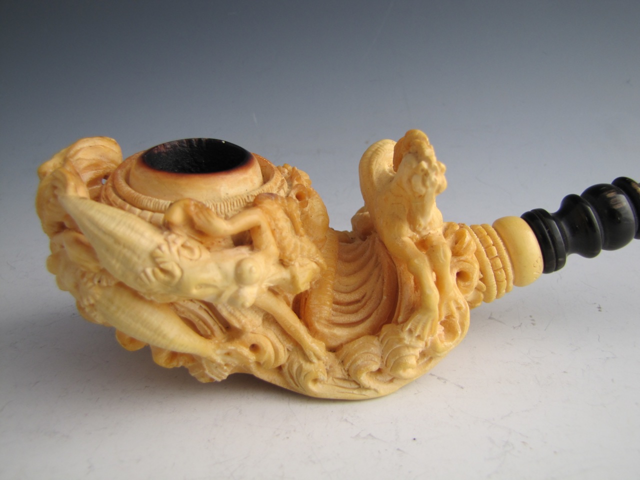 Deluxe Carved Meerschaum Eyup Sabri “Mermaids" Pipe