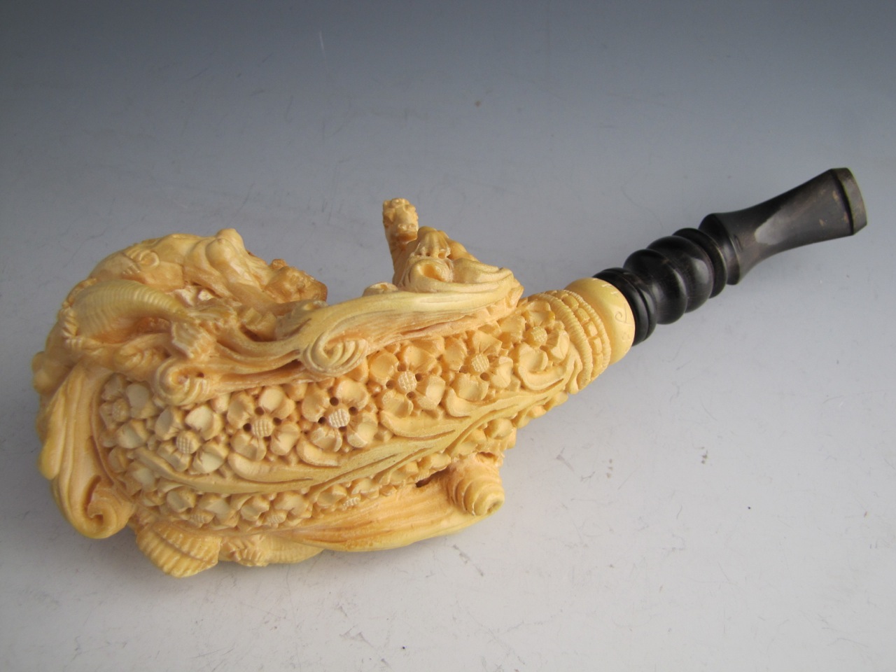 Deluxe Carved Meerschaum Eyup Sabri “Mermaids" Pipe