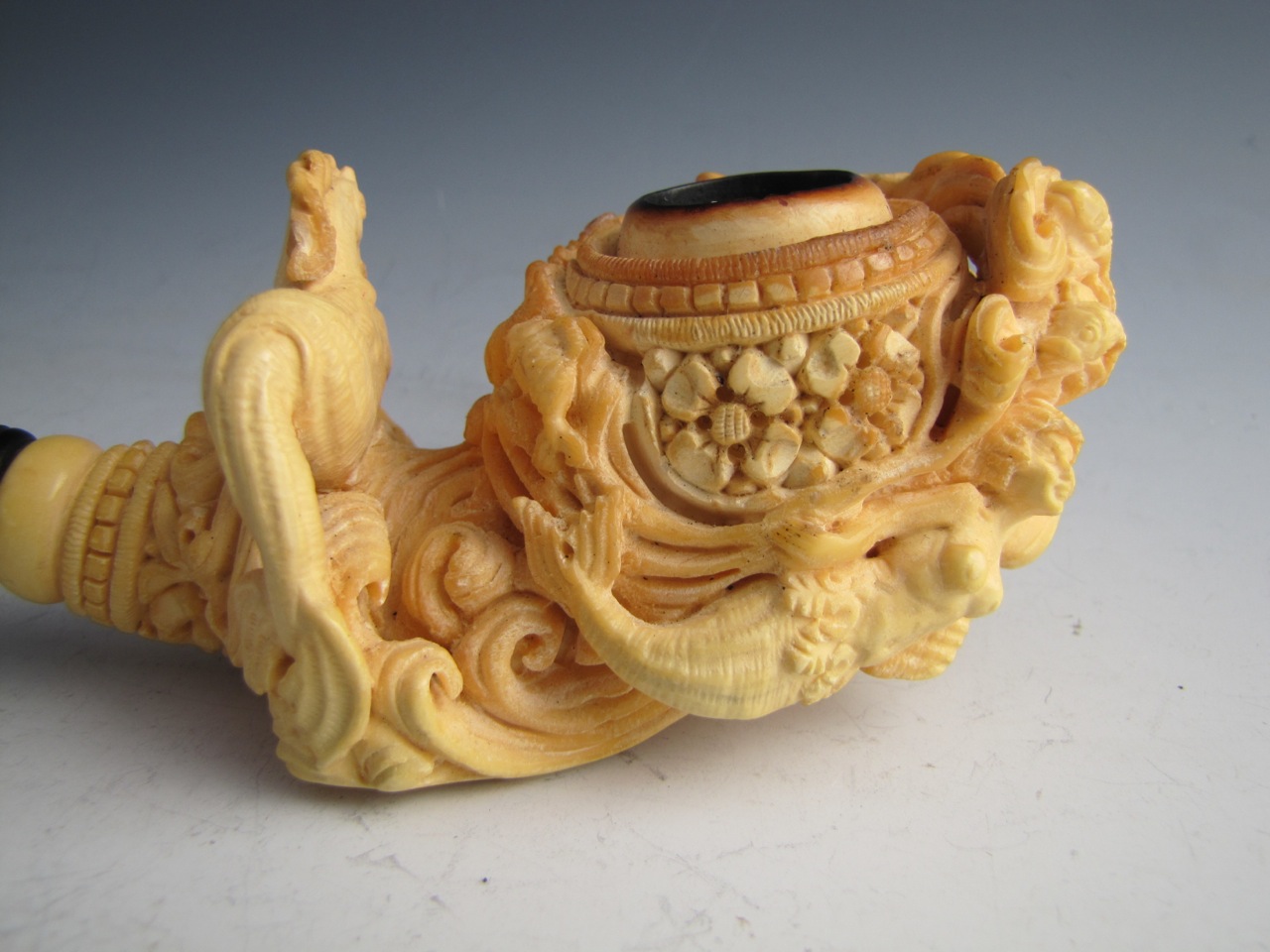 Deluxe Carved Meerschaum Eyup Sabri “Mermaids" Pipe