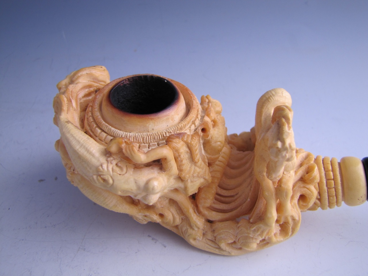 Deluxe Carved Meerschaum Eyup Sabri “Mermaids" Pipe