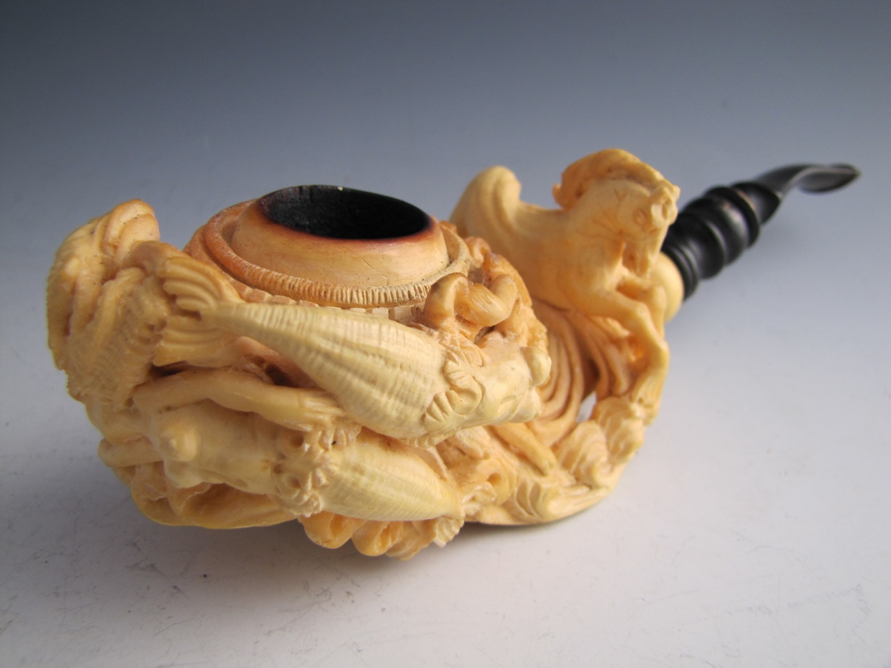 Deluxe Carved Meerschaum Eyup Sabri “Mermaids" Pipe