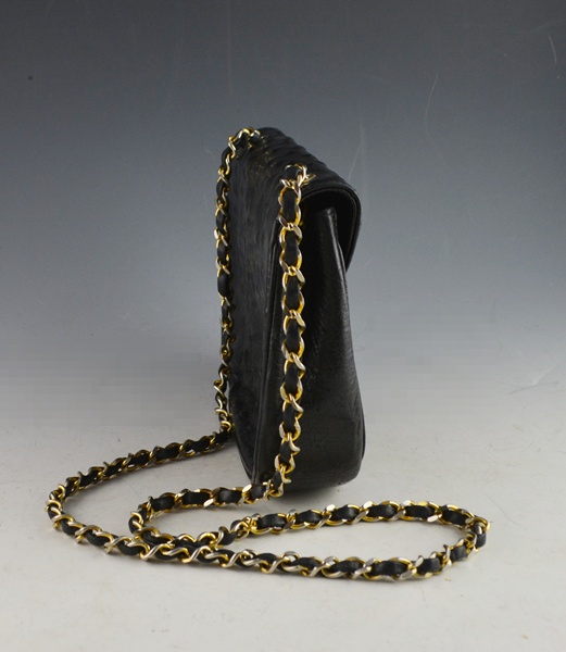 Vintage Chanel Black Ostrich Handbag