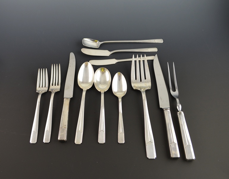 Holmes & Edwards Silver Plated "Napoleon" Flatware and Wood Box