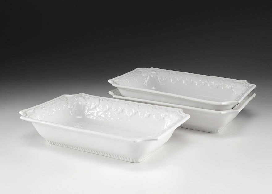 Three Italian White Ceramic Serving Dishes