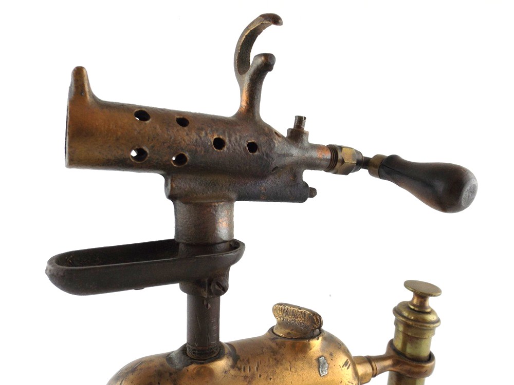 English Brass Blowtorch and Iron Tool