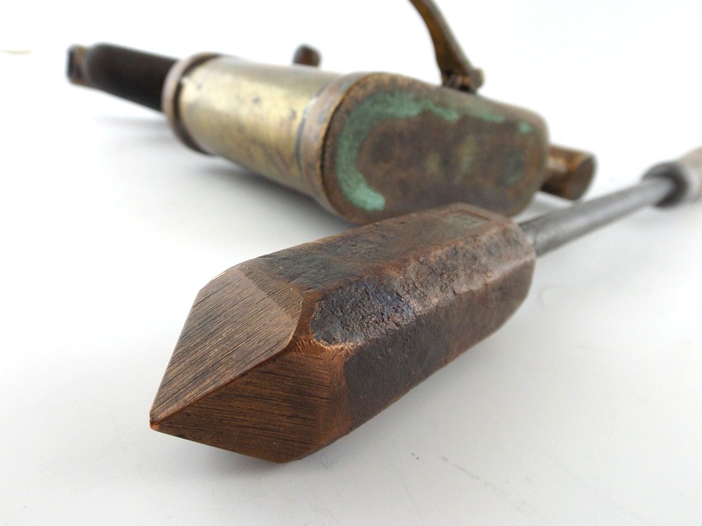 English Brass Blowtorch and Iron Tool