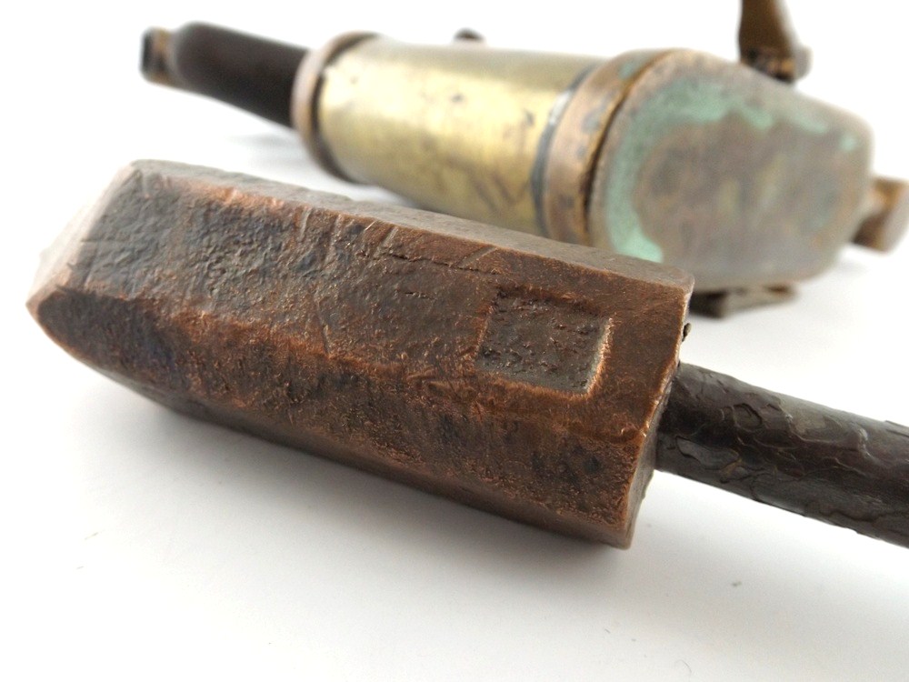 English Brass Blowtorch and Iron Tool